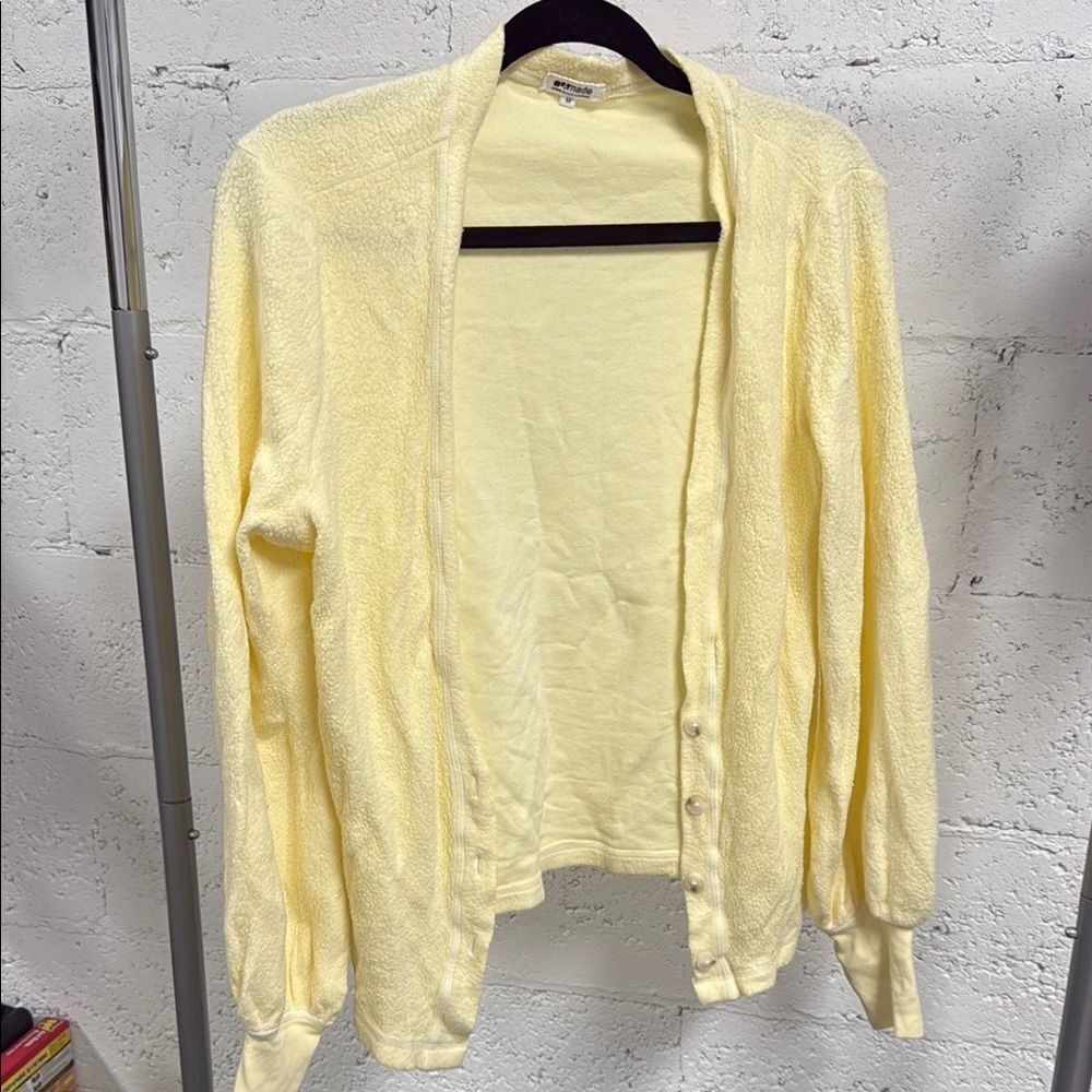 LA Made - Size Medium Yellow Cardigan Sweater Lightweight Knit - Never Worn